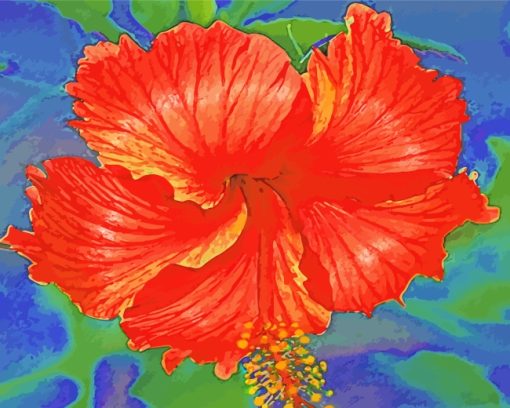 Red Hibiscus Flower paint by numbers