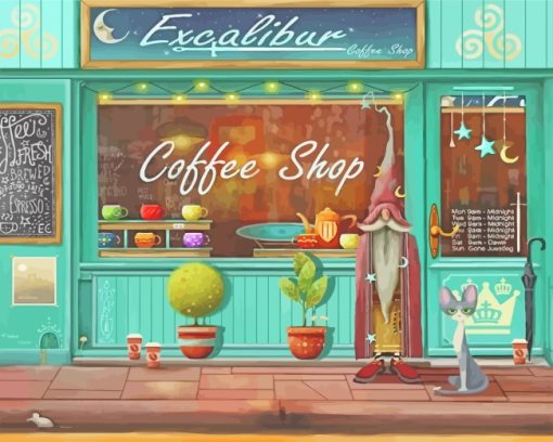 Retro Coffee Shop paint by numbers