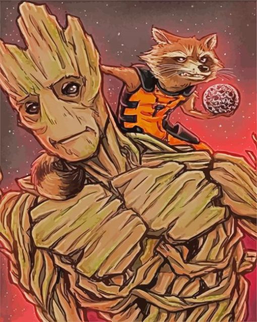 Rocket And Groot paint by numbers