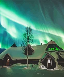 Snow Northern Lights Aurora paint by numbers