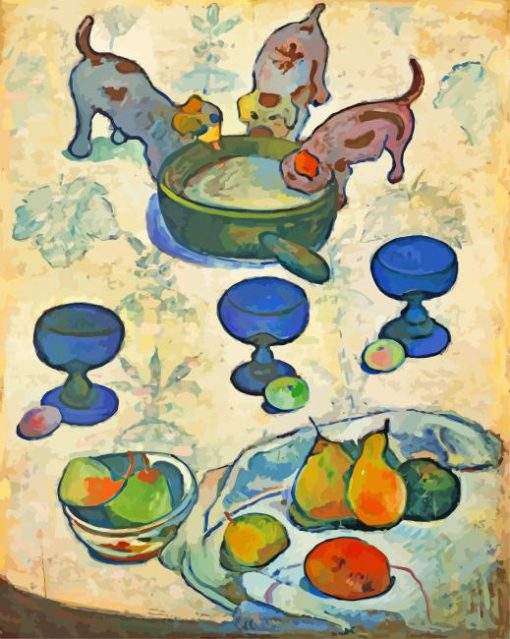 Still Life With Three Puppies By Gauguin paint by numbers