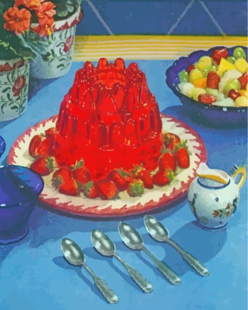 Strawberry Jelly Dessert paint by numbers