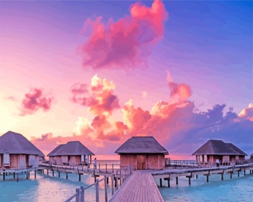 Sunset Maldives paint by numbers