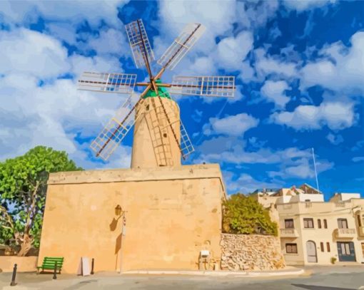 Ta Kola Windmill Malta paint by numbers