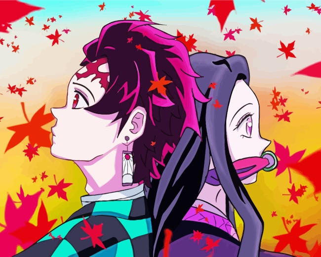 Tanjiro And Nezuku paint by numbers