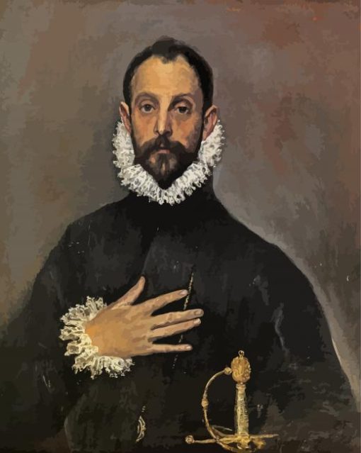 The Nobleman With His Hand On His Chest By El Greco paint by numbers