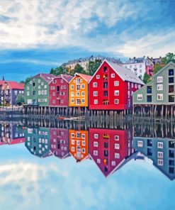 Trondheim Norway Buildings paint by numbers