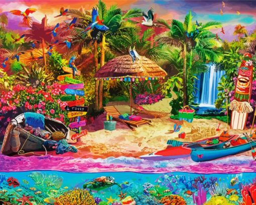 Tropical Island Holiday paint by numbers