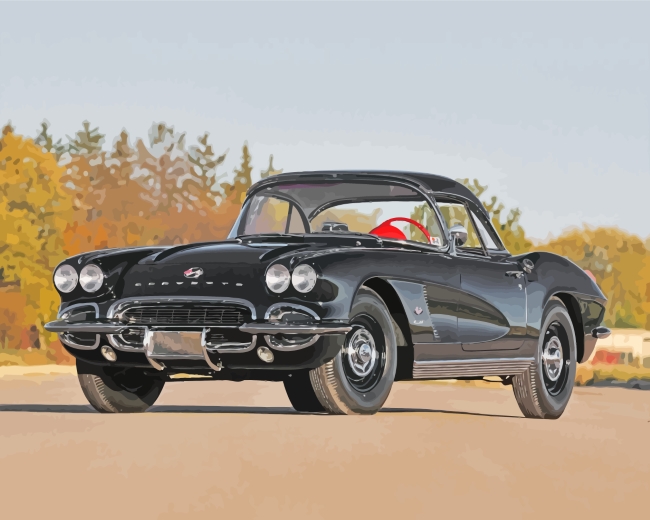 Vintage Black Corvette paint by numbers