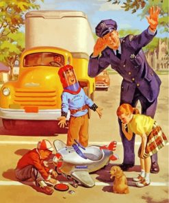 Vintage Children With Police paint by number