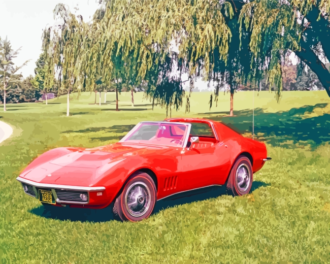 Vintage Red Corvette paint by numbers