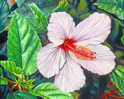 White Hibiscus Flower paint by numbers