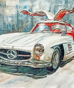 White Mercedes Art paint by Numbers