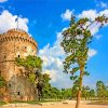 Aesthetic White Tower Of Thessaloniki In Greece paint by numbers