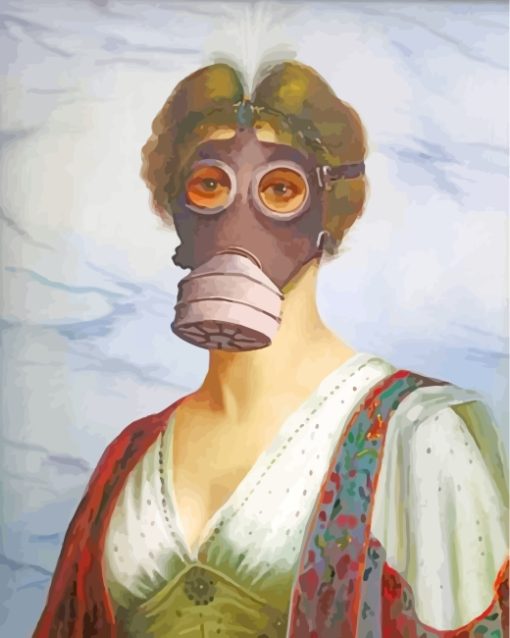 Woman With Gas Mask paint by numbers