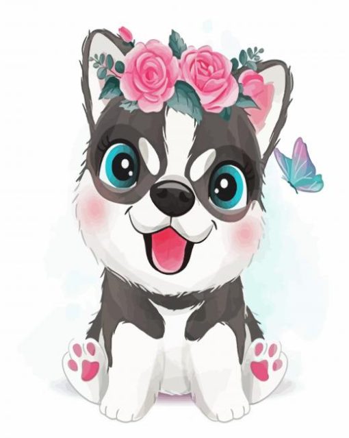 Adorable Husky paint by numbers