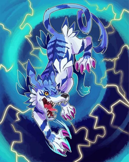 Aesthetic Garurumon paint by numbers