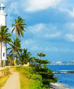 Aesthetic Galle Fort Lighthouse paint by number