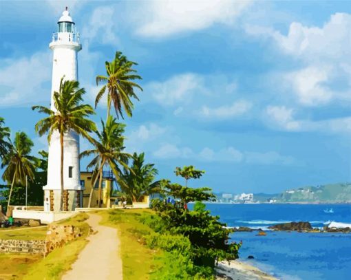 Aesthetic Galle Fort Lighthouse paint by number