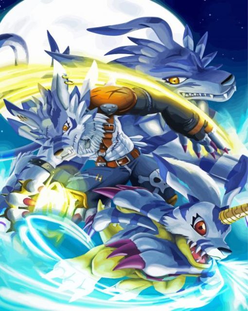 Aesthetic Garurumon paint by number