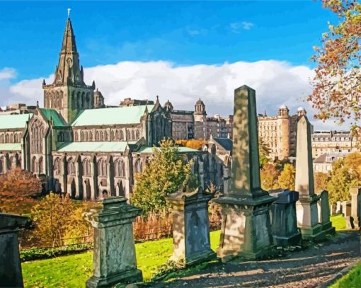 Aesthetic Glasgow Cathedral paint by number