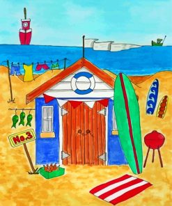 Aesthetic Beach Huts paint by numbers