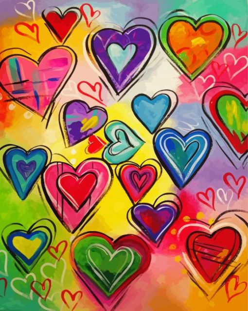 Aesthetic Colorful Hearts paint by numbers