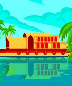 Aesthetic Houseboat Illustration paint by numbers