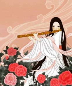 Aesthetic Woman Playing Flute paint by number