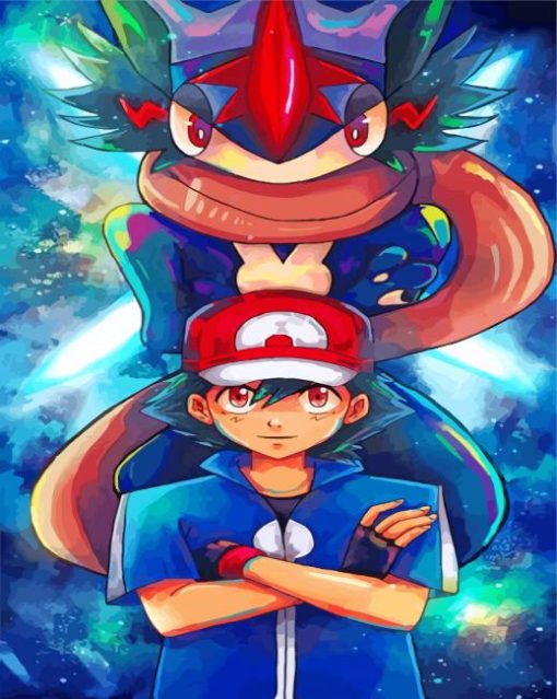 Anime Greninja Pokemon paint by numbers