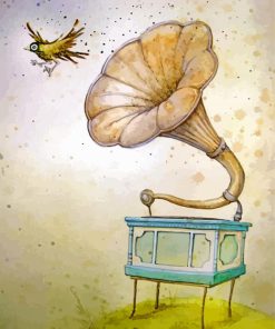 Bird And Gramophone paint by numbers