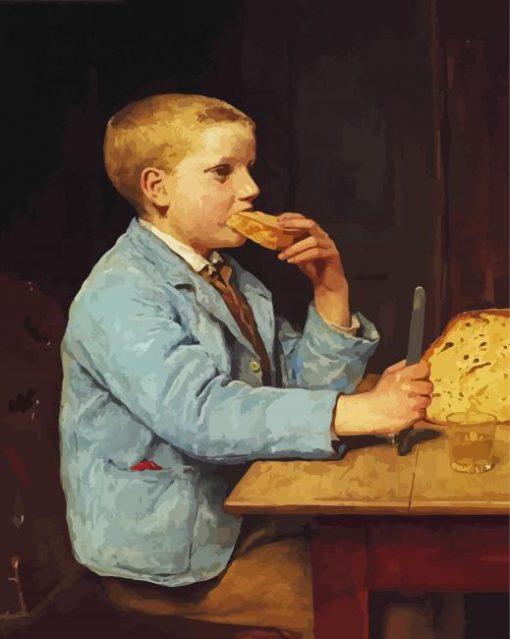 Boy Eating Bread paint by number