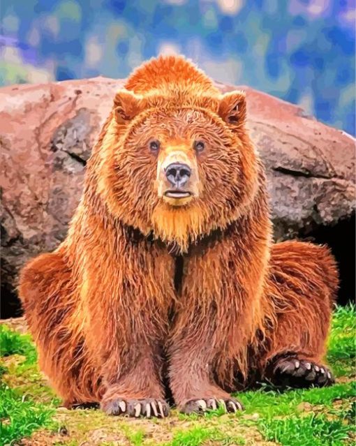 Brown Grizzly Bear paint by numbers