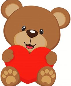 Brown Bear And Heart paint by number