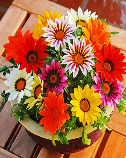 Colorful Gazanias paint by number