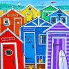 Colorful Beach Huts paint by numbers