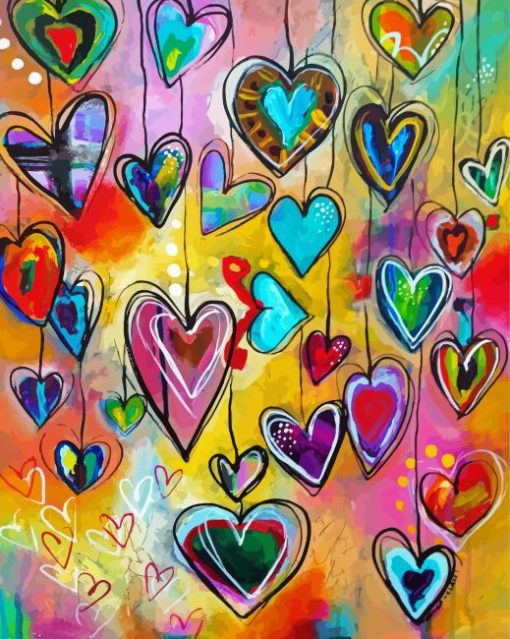 Colorful Hearts paint by number