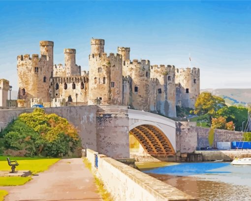 Conwy Castle In Wales paint by number paint by numbers