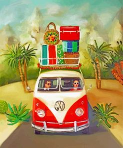 Couples In Volkswagen Bus paint by numbers