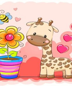 Cute Giraffe And Plant paint by number