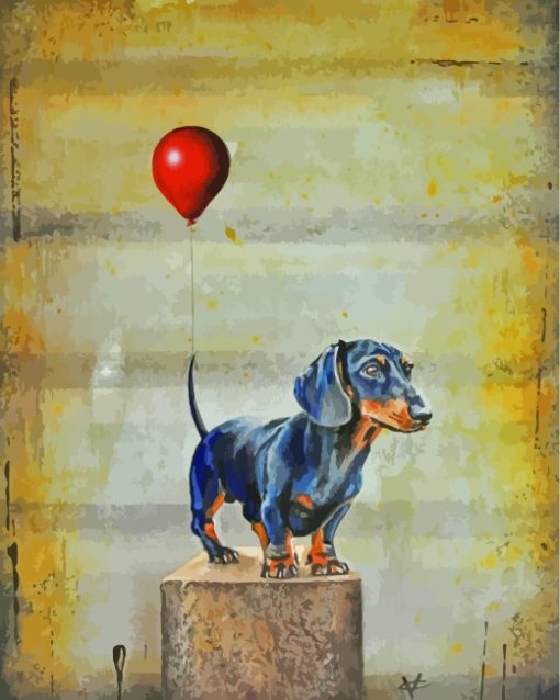 Dachshund And Balloon paint by numbers