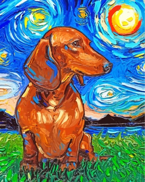 Dachshund Starry Night paint by numbers