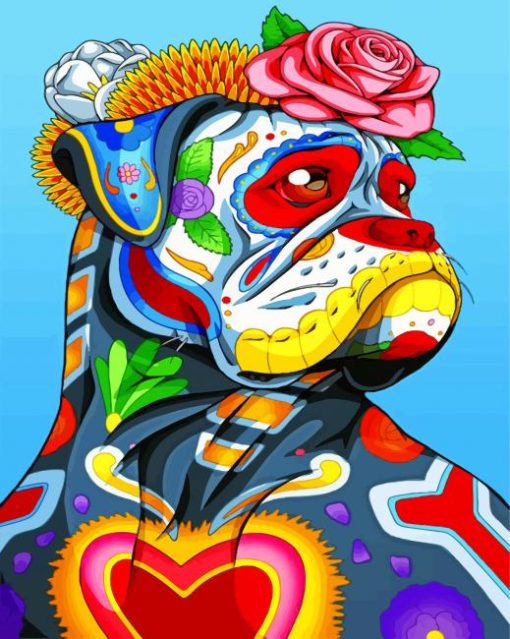 Day Of The Dead Mexican Dog paint by numbers