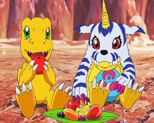 Digimon Agumon And Gabumon paint by numbers