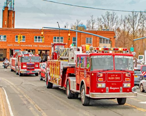 Firetrucks paint by numbers