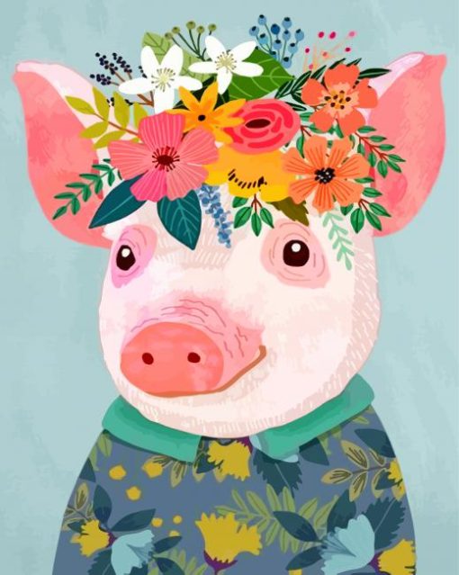 Floral Pig paint by number