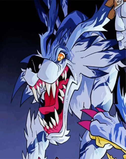 Garurumon Digimon Anime paint by numbers