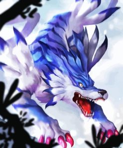 Garurumon Digimon paint by numbers