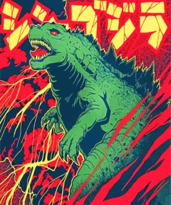 Green Godzilla paint by numbers