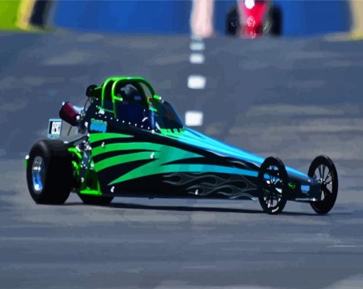 Green Dragster paint by numbers